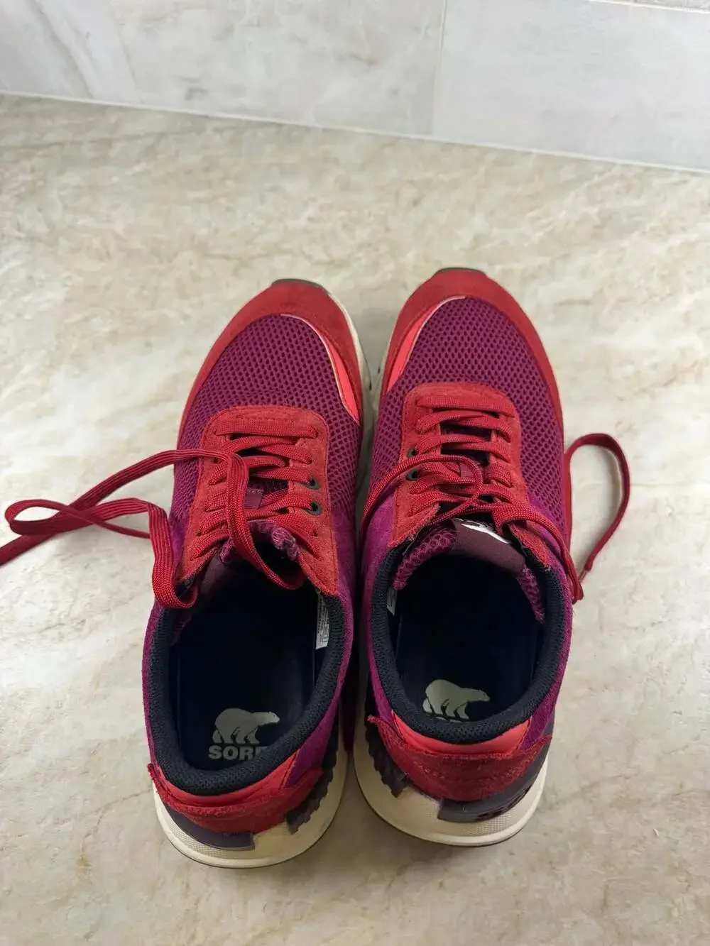 Sorel Kinetic Rush Sneakers Womens 8.5 Red Mesh Lace Up Athletic Shoes NL3516